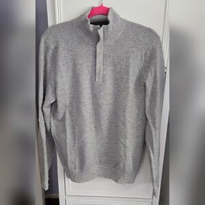 The Men's Store Bloomingdale's Classic Zip-Up Gray Wool Cashmere Sweater Size S